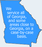 We service all of Georgia, and some areas close to Georgia, on a case-by-case basis.